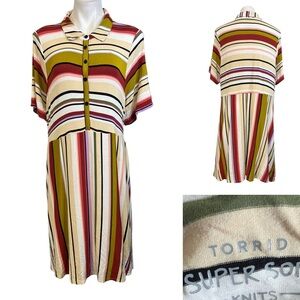 Torrid Super Soft Knits dress plus size 3X multicolor striped A-line knee length